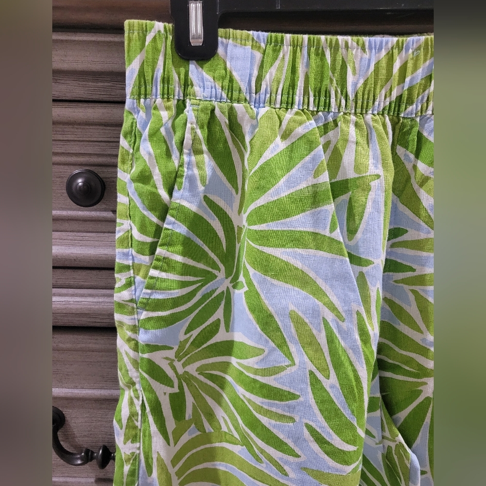 Sigrid Olsen Linen Palm Leaf Print Wide Leg Palazzo Pants. Never Worn - Picture 3 of 7